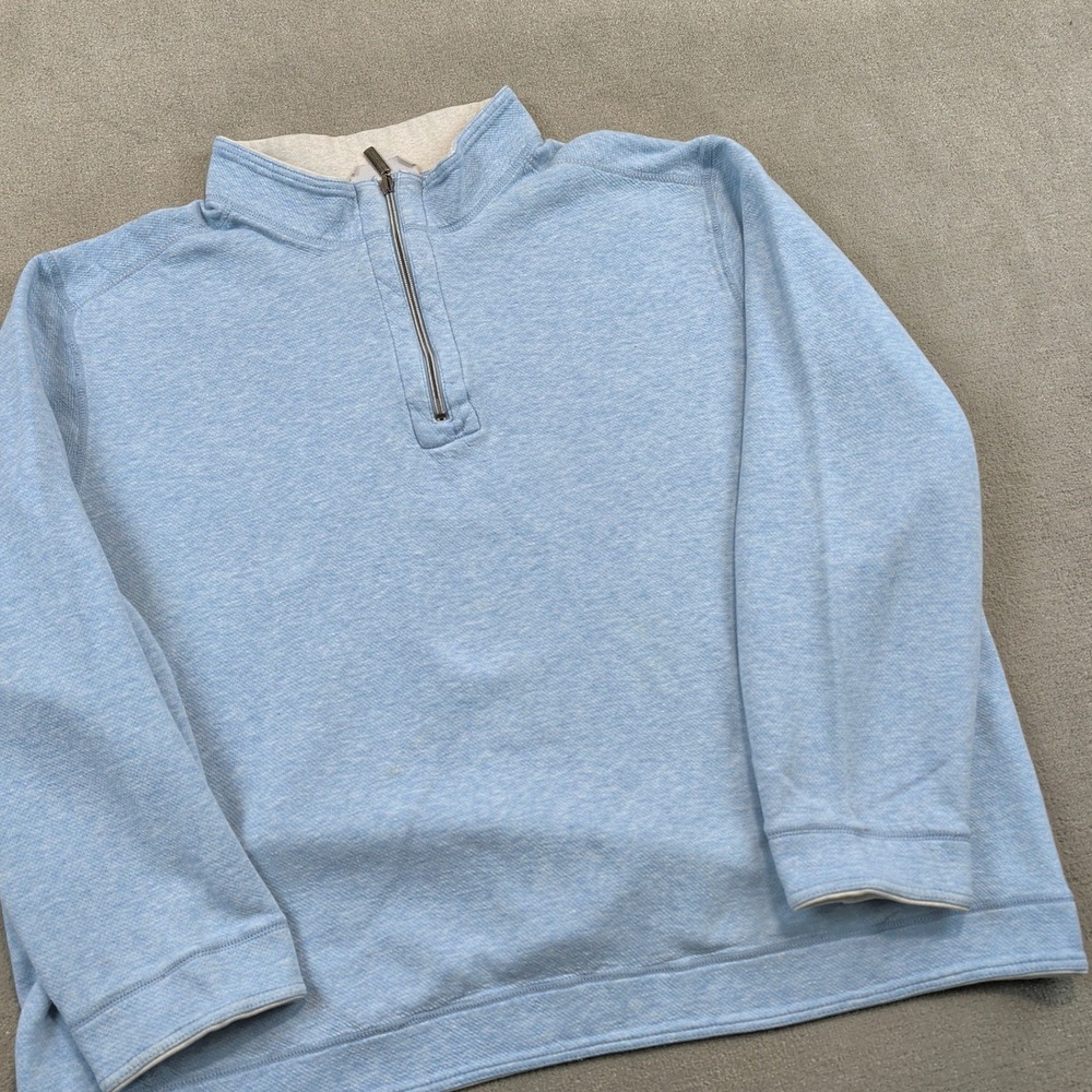 Tommy Bahama Reversible Quarter Zip Pullover XL Mens Blue Cream Coastal Sweater